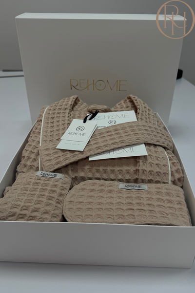 Халат Waffle вівс з молочним кантом RXW-002 фото