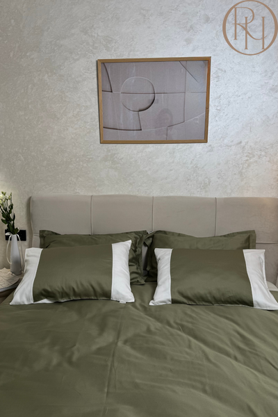 Комплект з сатину Timeless Comfort оливка+молочний RHT-031 фото
